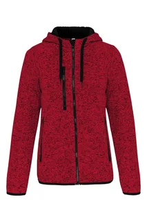 Proact Ladies’ heather hooded jacket in Red Melange, voorkant