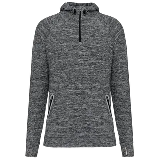 Proact Unisex zip neck hooded sports sweatshirt in Sporty Grey Melange, voorkant