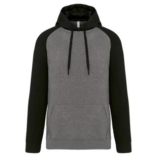 Proact Tweekleurige sweater met capuchon volwassene in Grey Heather / Black, voorkant