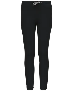 Proact Kids' lightweight cotton tracksuit bottoms in Black, voorkant