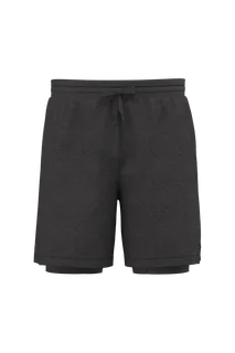 Proact Men's 2-in-1 shorts with integrated inner shorts in Marl Dark Grey, voorkant