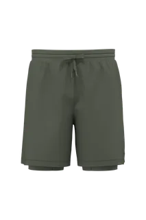 Proact Men's 2-in-1 shorts with integrated inner shorts in Sporty Khaki, voorkant
