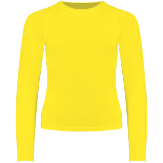 Proact Kids' long-sleeved base layer sports T-shirt in Flashy Yellow, voorkant
