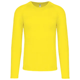 Proact Adults' long-sleeved base layer sports T-shirt in Flashy Yellow, voorkant