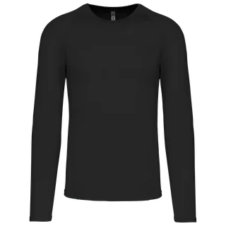 Proact Adults' long-sleeved base layer sports T-shirt in Black, voorkant