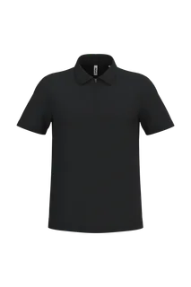 Proact Heren sportpolo met kraag met kwartrits in Black, voorkant