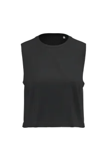 Cropped mouwloos T-shirt voor dames in Black, voorkant