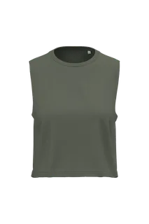 Cropped mouwloos T-shirt voor dames in Sporty Khaki, voorkant