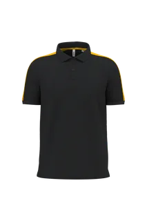 Uniseks teamwear poloshirt in Black / Sporty Yellow, voorkant