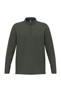 Proact Uniseks outdoor-T-shirt met 1/4-rits en lange mouwen in Sporty Khaki, voorkant
