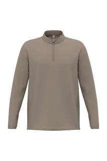 Proact Uniseks outdoor-T-shirt met 1/4-rits en lange mouwen in Sand, voorkant