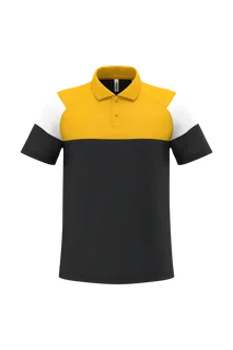 Proact Uniseks trainingspolo in Black / Sporty Yellow, voorkant