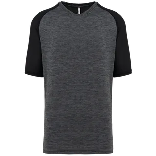 Proact Men’s two-tone raglan sleeve padel t-shirt in Black / Marl Dark Grey, voorkant