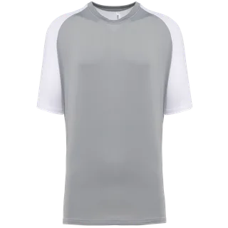 Proact Men’s two-tone raglan sleeve padel t-shirt in White / Fine Grey, voorkant