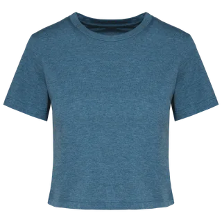 Proact Triblend dames croptop in Duck Blue Heather, voorkant