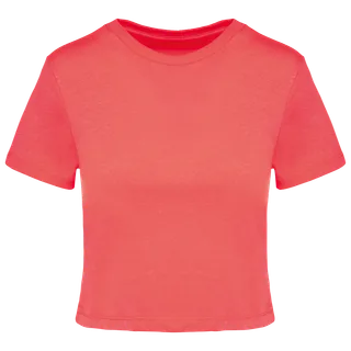 Proact Triblend dames croptop in Coral, voorkant