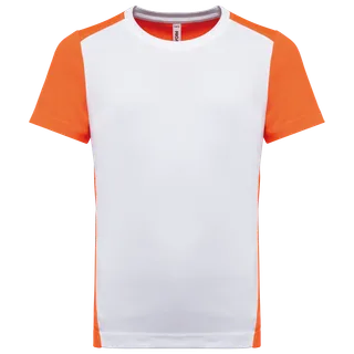 Proact Kids Eco-friendly two-tone sport T-shirt in White / Fluorescent Orange, voorkant