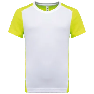 Proact Kids Eco-friendly two-tone sport T-shirt in White / Fluorescent Yellow, voorkant