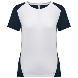 Proact Ladies Eco-Friendly two-tone sport T-shirt in White / Navy, voorkant