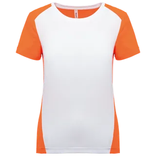 Proact Ladies Eco-Friendly two-tone sport T-shirt in White / Fluorescent Orange, voorkant