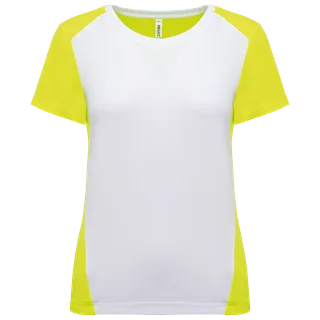 Proact Ladies Eco-Friendly two-tone sport T-shirt in White / Fluorescent Yellow, voorkant