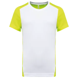 Proact Mens Eco-friendly two-tone sport T-shirt in White / Fluorescent Yellow, voorkant