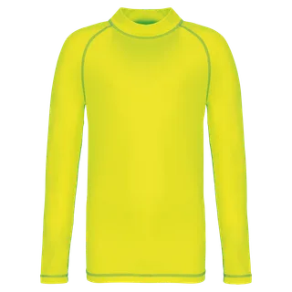 Proact Children’s long-sleeved technical T-shirt with UV protection in Fluorescent Yellow, voorkant