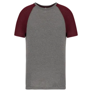 Proact Adult Triblend two-tone sports short-sleeved t-shirt in Grey Heather / Wine Heather, voorkant