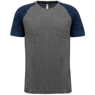 Proact Adult Triblend two-tone sports short-sleeved t-shirt in Grey Heather / Sporty Navy Heather, voorkant