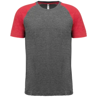 Proact Adult Triblend two-tone sports short-sleeved t-shirt in Grey Heather / Sporty Red Heather, voorkant