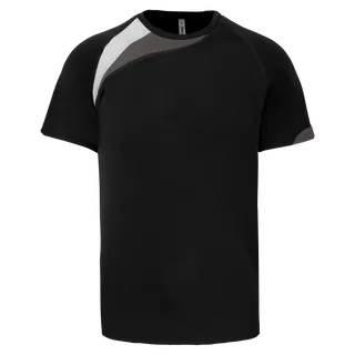 Proact Unisex short-sleeved multisport jersey in Black / White / Storm Grey, voorkant