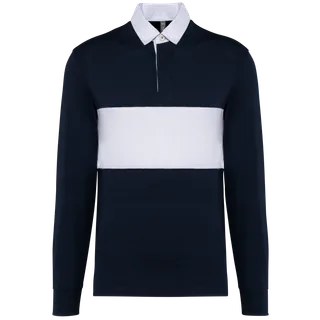 Proact Rugbypolo met lange mouwen in Navy / White, voorkant
