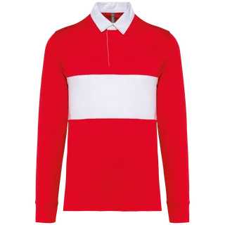 Proact Rugbypolo met lange mouwen in Sporty Red / White, voorkant