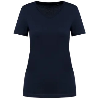Kariban Premium Ladies' V-neck short-sleeved Supima® t-shirt in Deep Navy, voorkant