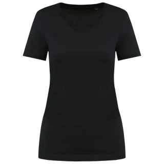 Kariban Premium Ladies' V-neck short-sleeved Supima® t-shirt in Black, voorkant