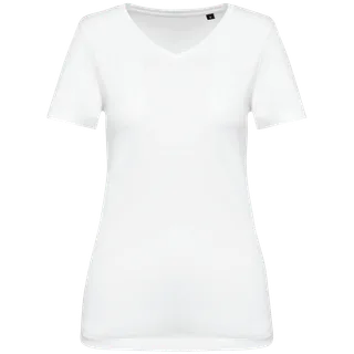 Kariban Premium Ladies' V-neck short-sleeved Supima® t-shirt in White, voorkant
