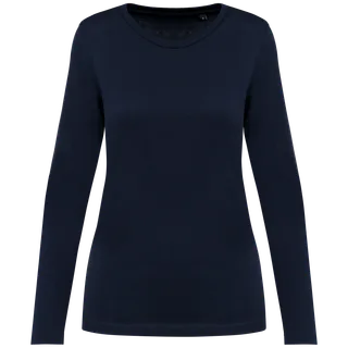 Kariban Premium Ladies' crew neck long-sleeved Supima® t-shirt in Deep Navy, voorkant
