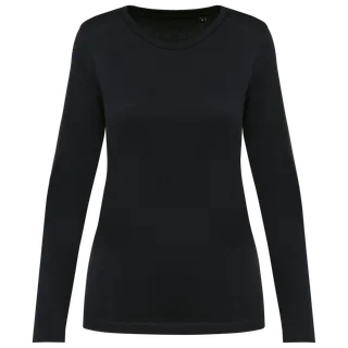 Kariban Premium Ladies' crew neck long-sleeved Supima® t-shirt in Black, voorkant
