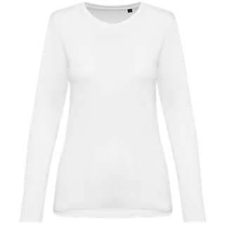 Kariban Premium Ladies' crew neck long-sleeved Supima® t-shirt in White, voorkant