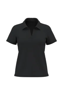 Kariban Premium Supima®-katoenen poloshirt met V-hals voor dames in Black, voorkant