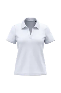 Kariban Premium Supima®-katoenen poloshirt met V-hals voor dames in White, voorkant