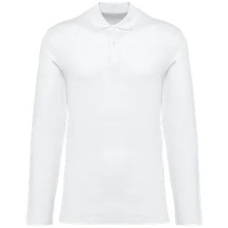 Kariban Premium Supima® herenpolo lange mouwen in White, voorkant