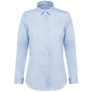 Kariban Premium Ladies' long-sleeved twill shirt in Essential Light Blue, voorkant