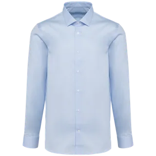 Kariban Premium Herenoverhemd van popeline met lange mouwen in Essential Sky Blue, voorkant