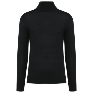 Kariban Premium Merinotrui rolkraag heren in Black, voorkant