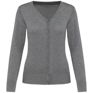 Kariban Premium Women Supima® cardigan in Grey Heather, voorkant