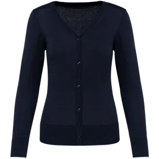 Kariban Premium Women Supima® cardigan in Deep Navy, voorkant