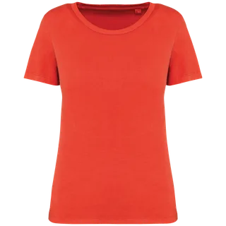 Native Spirit Ecologisch verwassen dames T-shirt in Washed Paprika, voorkant