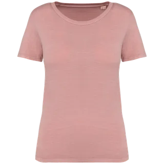 Native Spirit Ecologisch verwassen dames T-shirt in Washed Petal Rose, voorkant