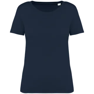 Native Spirit Ecologisch verwassen dames T-shirt in Washed Navy Blue, voorkant